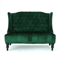 Tufted High Winged Back Velvet Loveseat