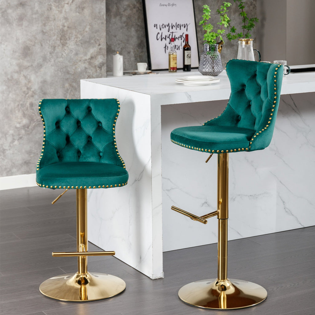 Golden Swivel Velvet Barstools